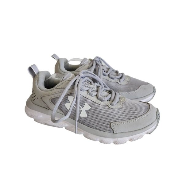 Under Armour Charged Assert 9 Gray White Running Sneakers Athletic Women 5.5 - Picture 1 of 10